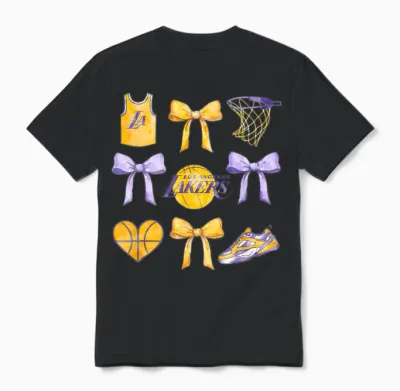 Nba Los Angeles Lakers Bow Grid Unisex T-Shirt - Black
