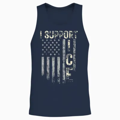 Support Ice Immigration Officers American Flag Border Patrol Unisex Tank Top - Navy