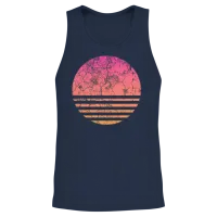 Retro Vintage Sunset — Summer & Beach Gift Unisex Tank Top - Navy – 2