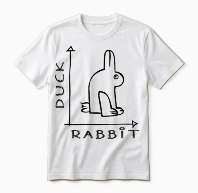Rabbit Duck Funny Optical Illusion Unisex T-Shirt in White