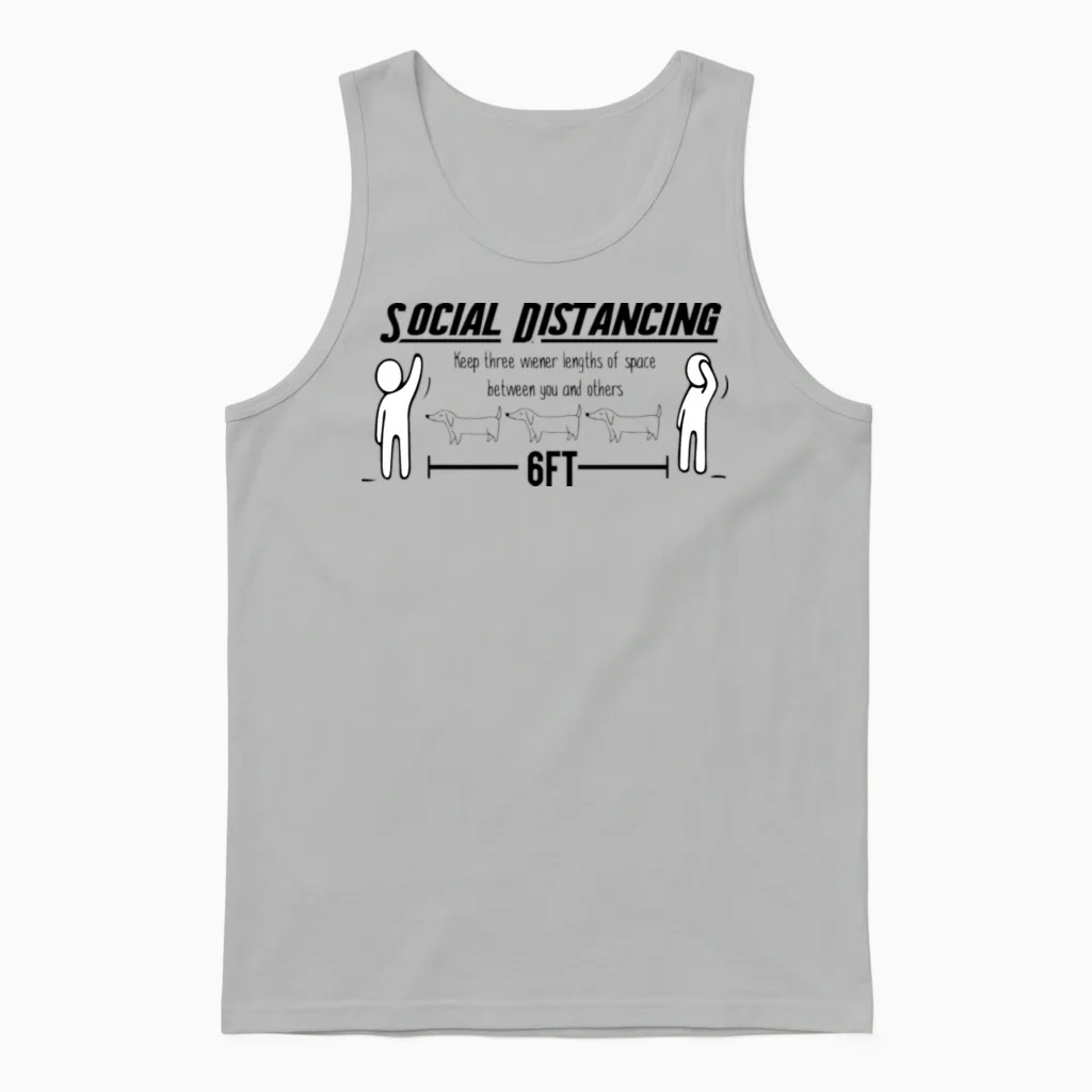 Social Distancing Funny Unisex Tank Top in Ash