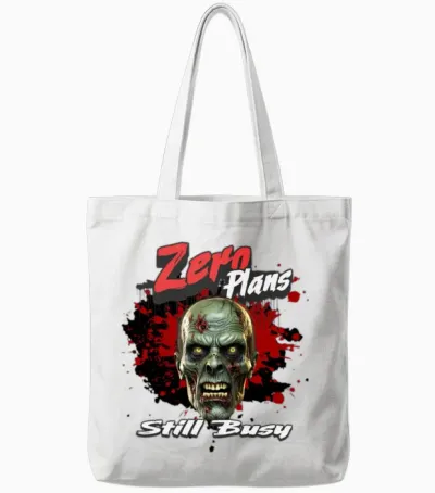 'zero Plans, Still Busy' Zombie Gd Tote Bags - White