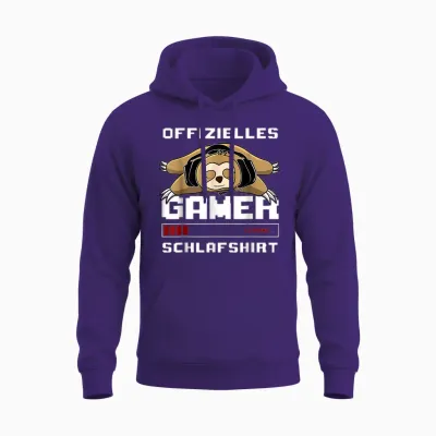 Gamer Pyjamas Sloth Official Gamer Sleep Shirt T-Shirt, Black Unisex Hoodie - Purple