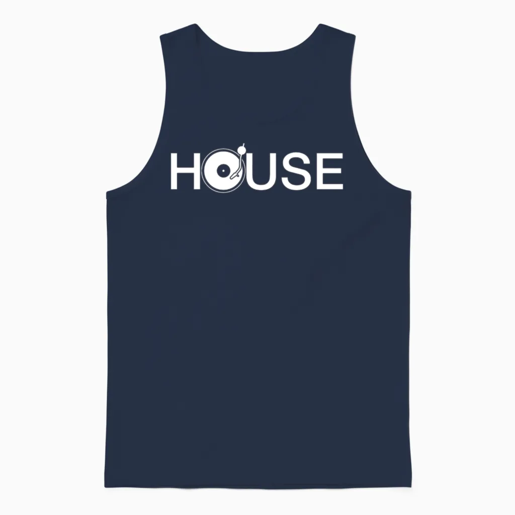 Dj - House Music Turntable Dj Unisex Tank Top in Navy