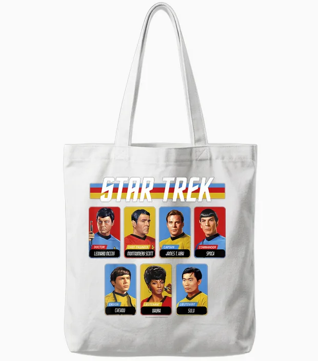 Star Trek: the Original Series Bridge Crew Retro Portraits Tote Bags in White