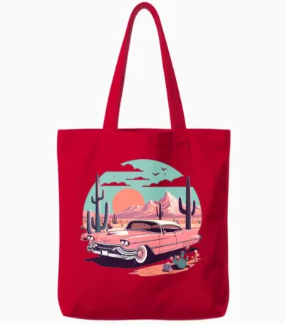 Pink Cadillac Tote Bags - Red