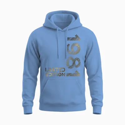 Limited Edition Vintage 1981 Man Woman 42nd Birthday T-Shirt, Black Unisex Hoodie - Carolina Blue