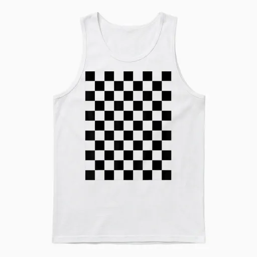 Motif Damier Noir Classique Unisex Tank Top - White