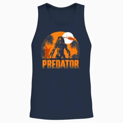Predator Iconic Predator Haunt Silhouette Big Chest Unisex Tank Top - Navy