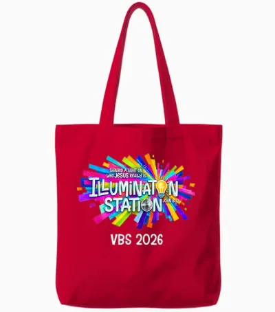 Illumination Station Vbs 2026 Bible Jesus Christian Lights Tote Bags - Red