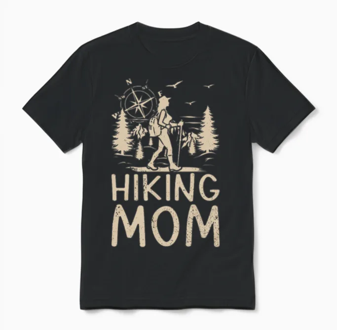 Hiking Mama Hiking Lover Mountain Hiking Mom Unisex T-Shirt in Black