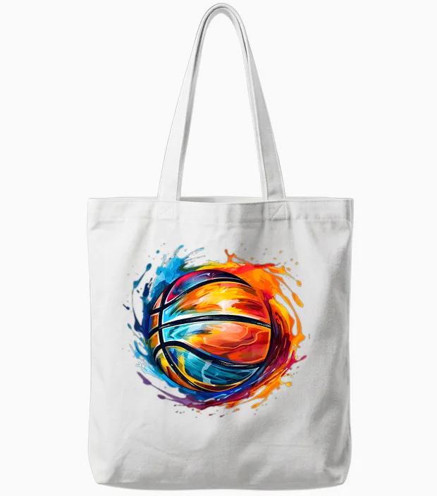 Basketball Ball in Beautiful Colourful Colours Basketball T-Shirt, Black Tote Bags in White