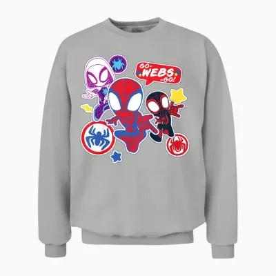 Kinder Marvel Spidey and His Amazing Friends Go-Webs-Go Boys Unisex Sweatshirt - Ash
