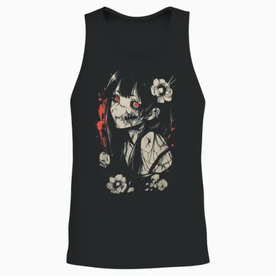 Horror Anime Manga | Japan Japanese Creepy Kawaii Goth T-Shirt, Black Unisex Tank Top - Black