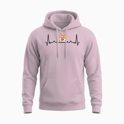 Shiba Inu Heartbeat Funny Shiba Inu Owner for Dog Lovers Unisex Hoodie - Light Pink