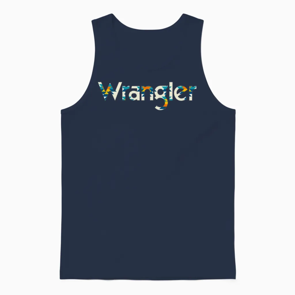 Vintage Cow Wrangler Western Cow Ull Cow Unisex Tank Top in Navy