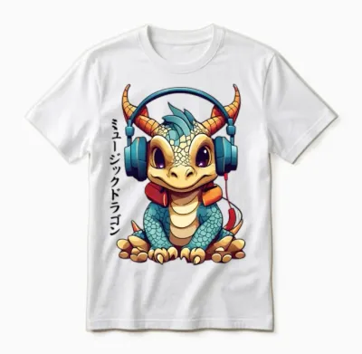 Japanese Music Dragon Unisex T-Shirt - White