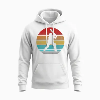 Retro Vinatge Cricket Unisex Hoodie - White