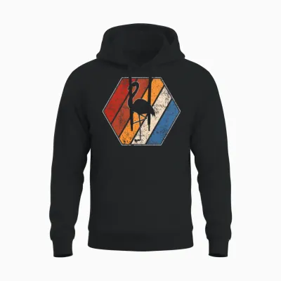 Flamingo Retro Unisex Hoodie - Black