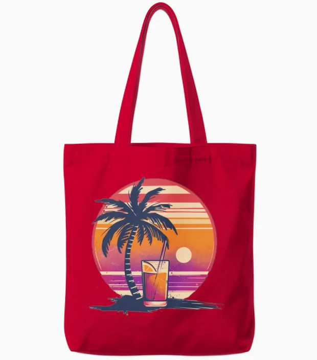Retro Beach Cocktail Summer & Tote Bags in Red