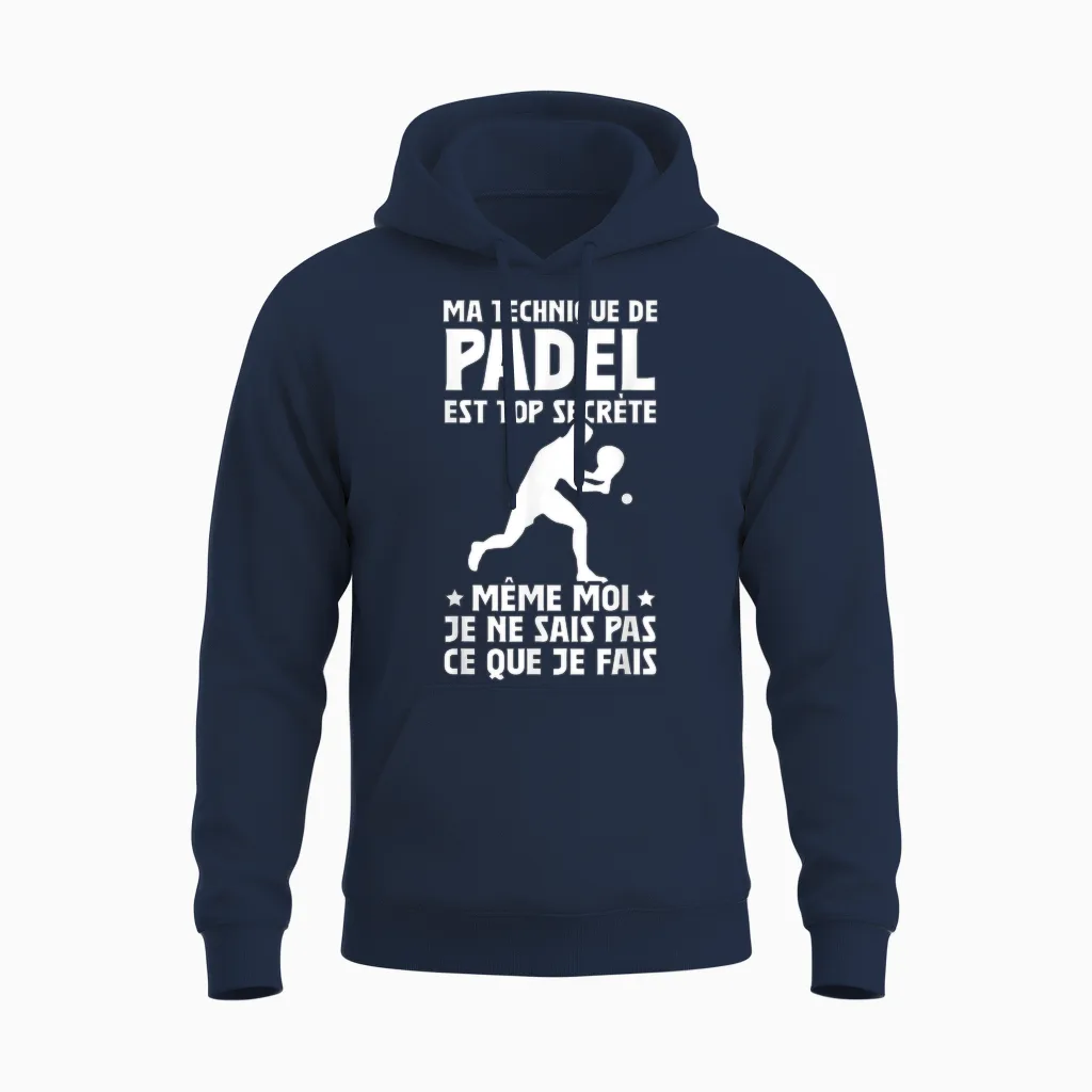 Padelist Funny I Don't Know What I Do Padel Unisex Hoodie in Navy