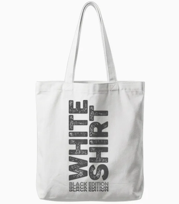 White Shirt Black Edition White Shirt Black Edition Tote Bags in White