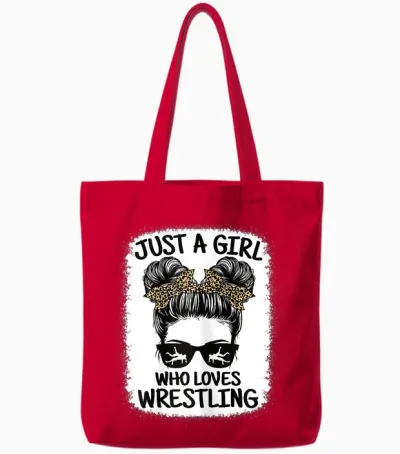 Just a Girl Who Loves Wrestling Funny Wrestle Lover Wrestler Tote Bags - Red