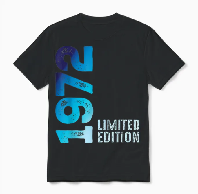 Stunning Year 1972 Vintage Since 1972 Limited Edition 1972 T-Shirt, Black, S Unisex T-Shirt in Black