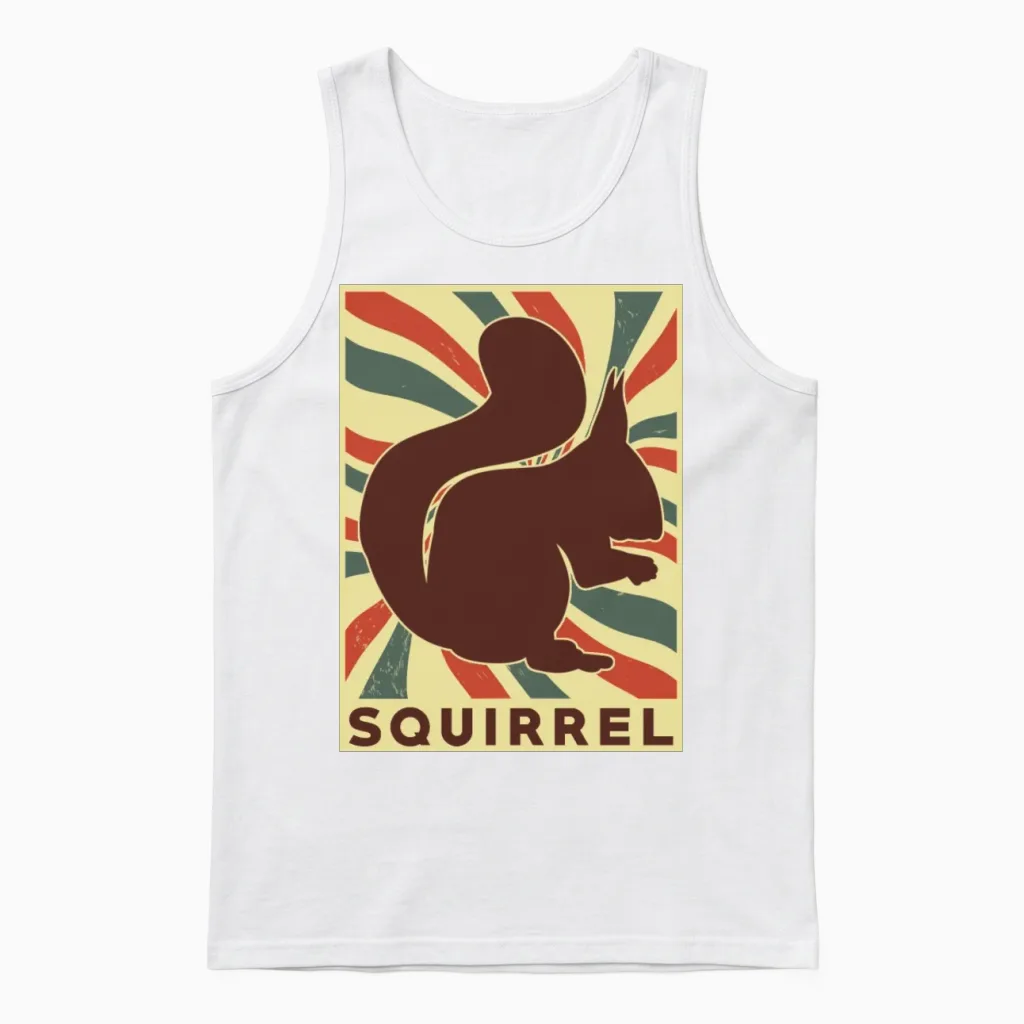 Squirrel Retro Vintage Unisex Tank Top in White