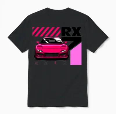 Mazda Rx7 Front Pink Unisex T-Shirt - Black