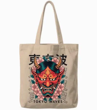 Masque De Démon Japonais Yokai Devil Hannya Japan Oni Tote Bags - Natural