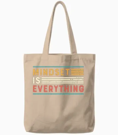 Mindset Is Everything Retro Stripes Tote Bags - Natural