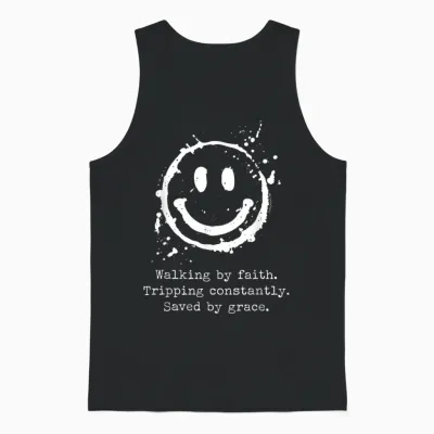 Walking by Faith Tripping Constantly Saved by Grace Unisex Tank Top - Black