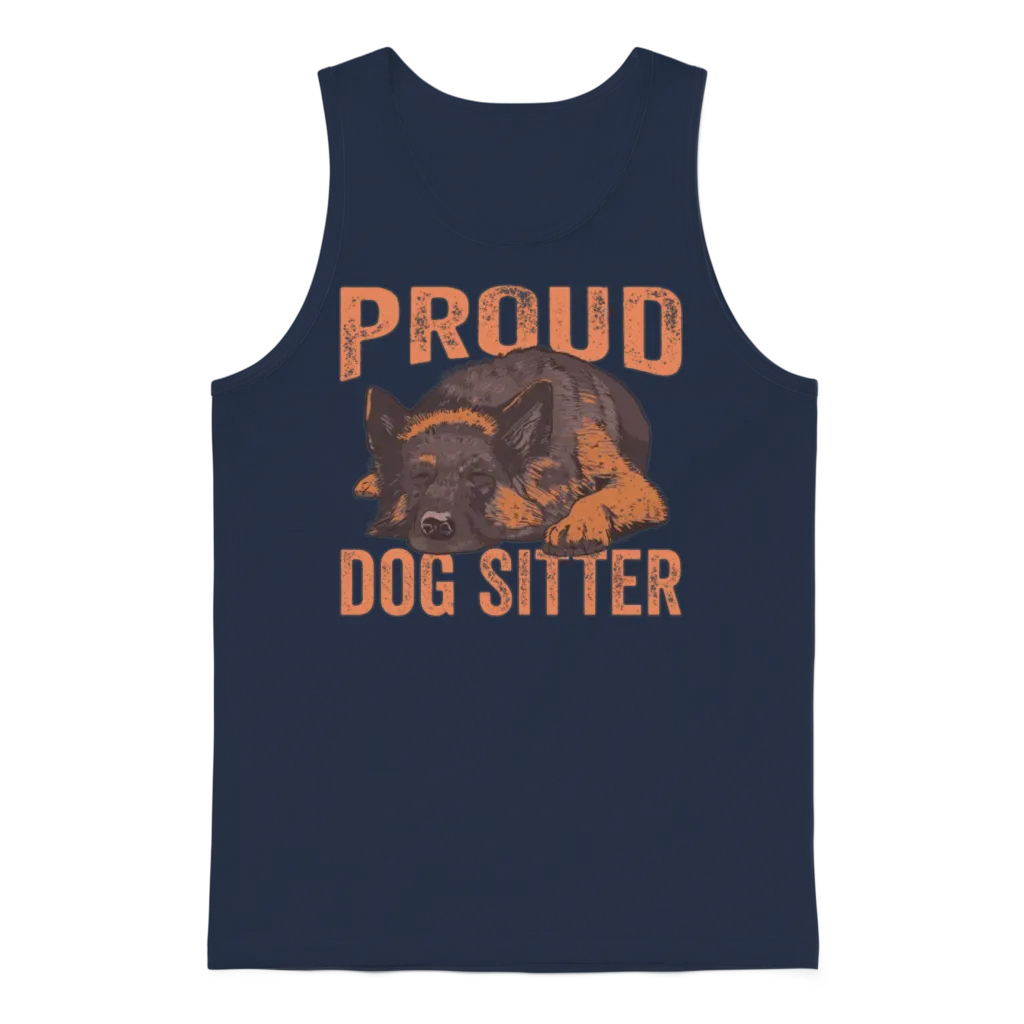 Proud Dog Sitter Job Puppy Dog Sitting Dogs Unisex Tank Top - Navy