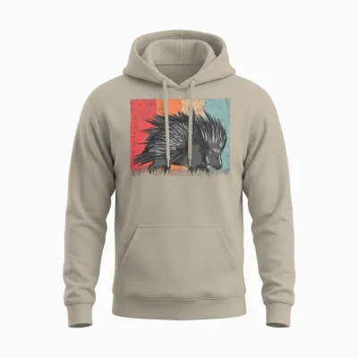 Porcupine Vintage Retro Unisex Hoodie - Sand