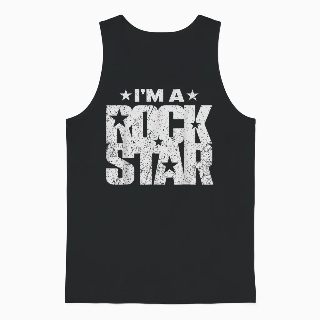 T-Shirt Rock'n Roll Rockstar I'm a Rock Star Unisex Tank Top in Black