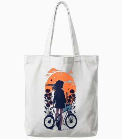 Fanny Cute Girl Design. Sunset Tote Bags - White