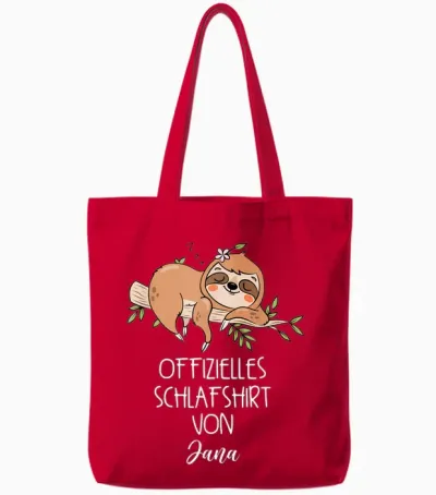 Offizielles Schlafshirt Von Jana Nachthemd Faultier Tote Bags - Red