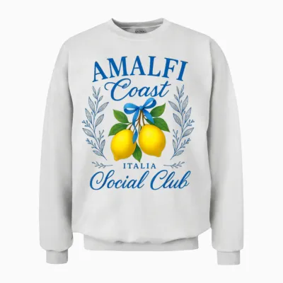 Amalfi Coast Italy Social Club Lemons with Bow Retro Unisex Sweatshirt - White