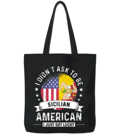 Sicilian American Patriot Funny Humor Tote Bags - Black