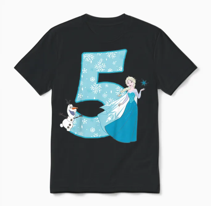 Frozen Elsa 5 Geburtstag Unisex T-Shirt in Black