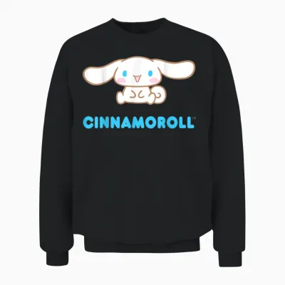 Sanrio Cinnamoroll Character Front & Back T-Shirt, Black Unisex Sweatshirt - Black