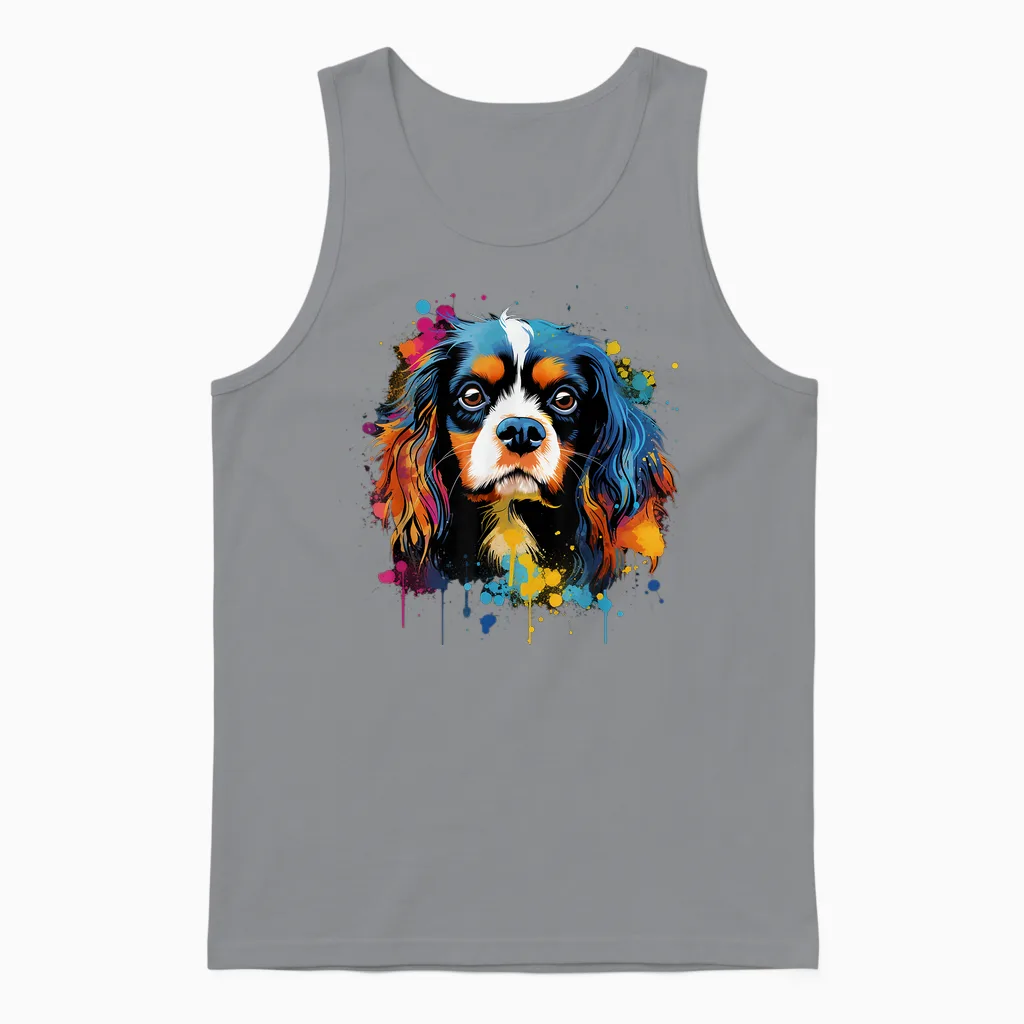 Bunte Cavalier King Charles Spaniel Hund Unisex Tank Top in Sport Grey