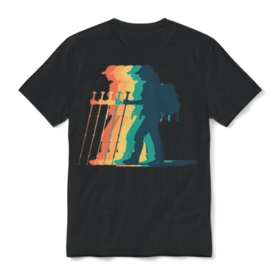 Hiking Female Hiker Colorful Unisex T-Shirt - Black