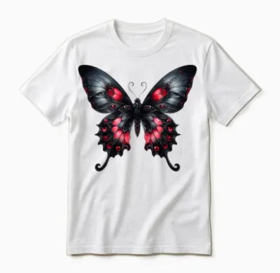Crimson Obsidian Butterfly Unisex T-Shirt - White