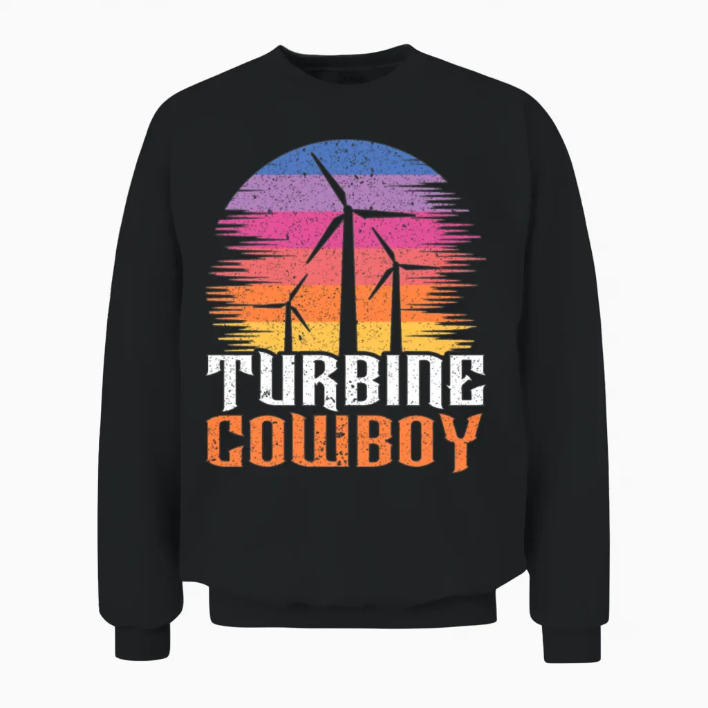Turbine Cowboy Wind Renewable Energy Windmill Unisex Sweatshirt in Black