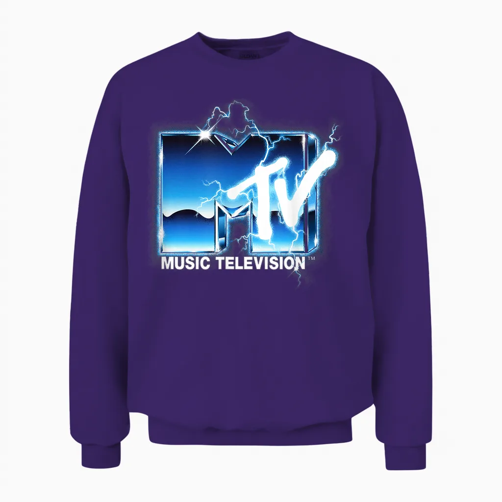 Mtv Logo Lightning Heavy Metal Hard Rock Music Electric Mtv Unisex Sweatshirt in Purple