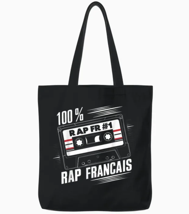 Rap French Rapper Hip-Hop Urban Style Paris Marseille Tote Bags in Black