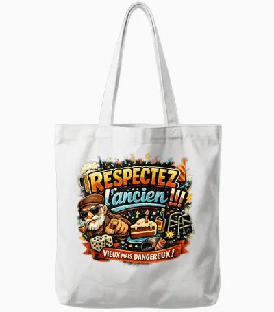 Cadeau Anniversaire Homme Original Humour Respectez L'ancien Tote Bags - White