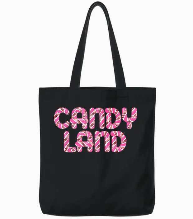 Candy Land Retro 90's Logo Tote Bags in Black